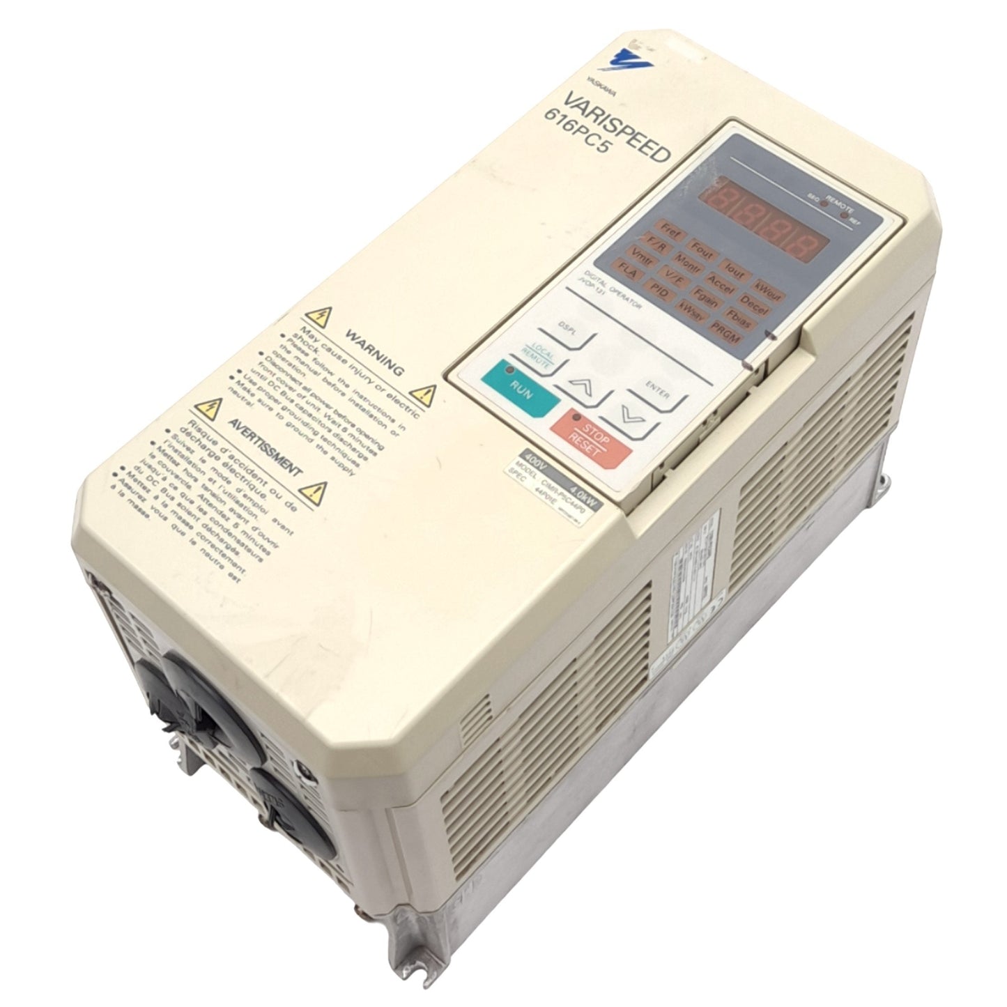 Used Yaskawa CIMR-P5C44P0 Varispeed Inverter, 3-Phase, 400VAC In, 0-460VAC 11A Out