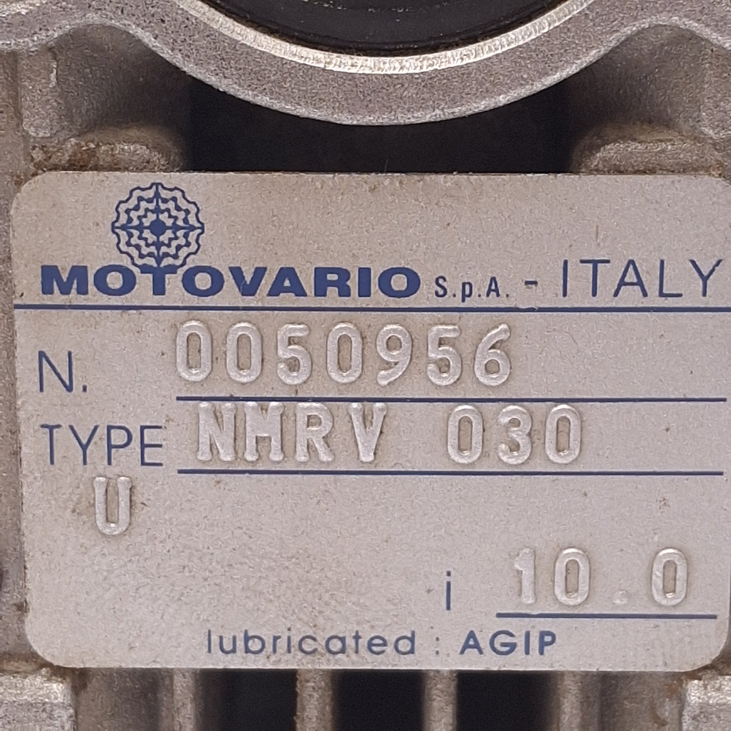 Used Motovario T63B4 + NMRV 030 Gearmotor, 10:1 ø14mm Bore, 3Ø 230∆/460Y 0.18/0.22kW