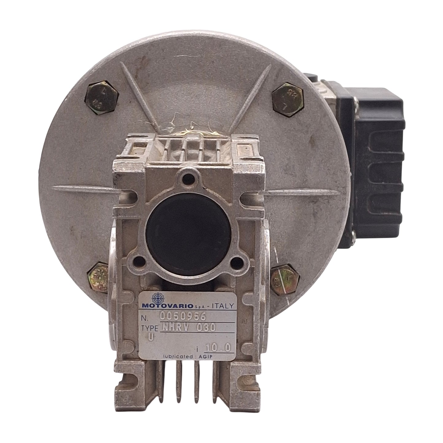 Used Motovario T63B4 + NMRV 030 Gearmotor, 10:1 ø14mm Bore, 3Ø 230∆/460Y 0.18/0.22kW