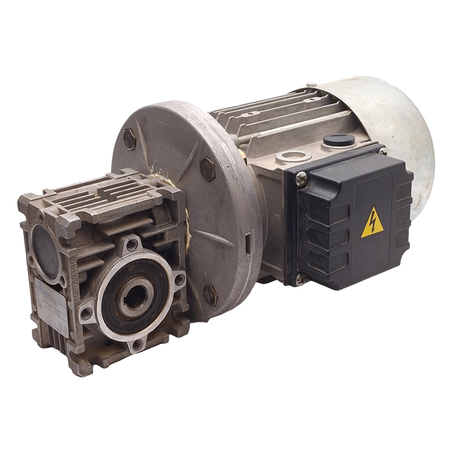 Used Motovario T63B4 + NMRV 030 Gearmotor, 10:1 ø14mm Bore, 3Ø 230∆/460Y 0.18/0.22kW