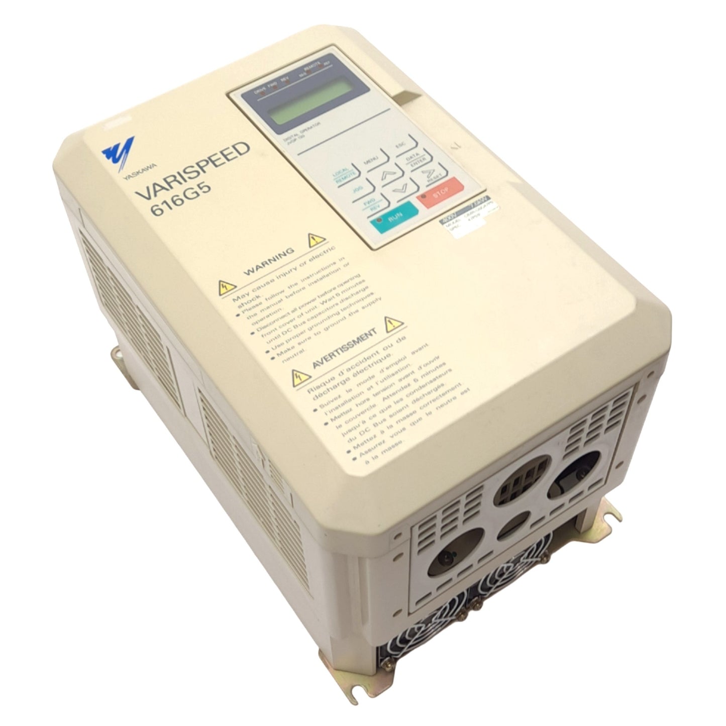 Used Yaskawa CIMR-G5C47P5 Varispeed Inverter 3-Phase, 400VAC 26A In, 0-460VAC 18A Out