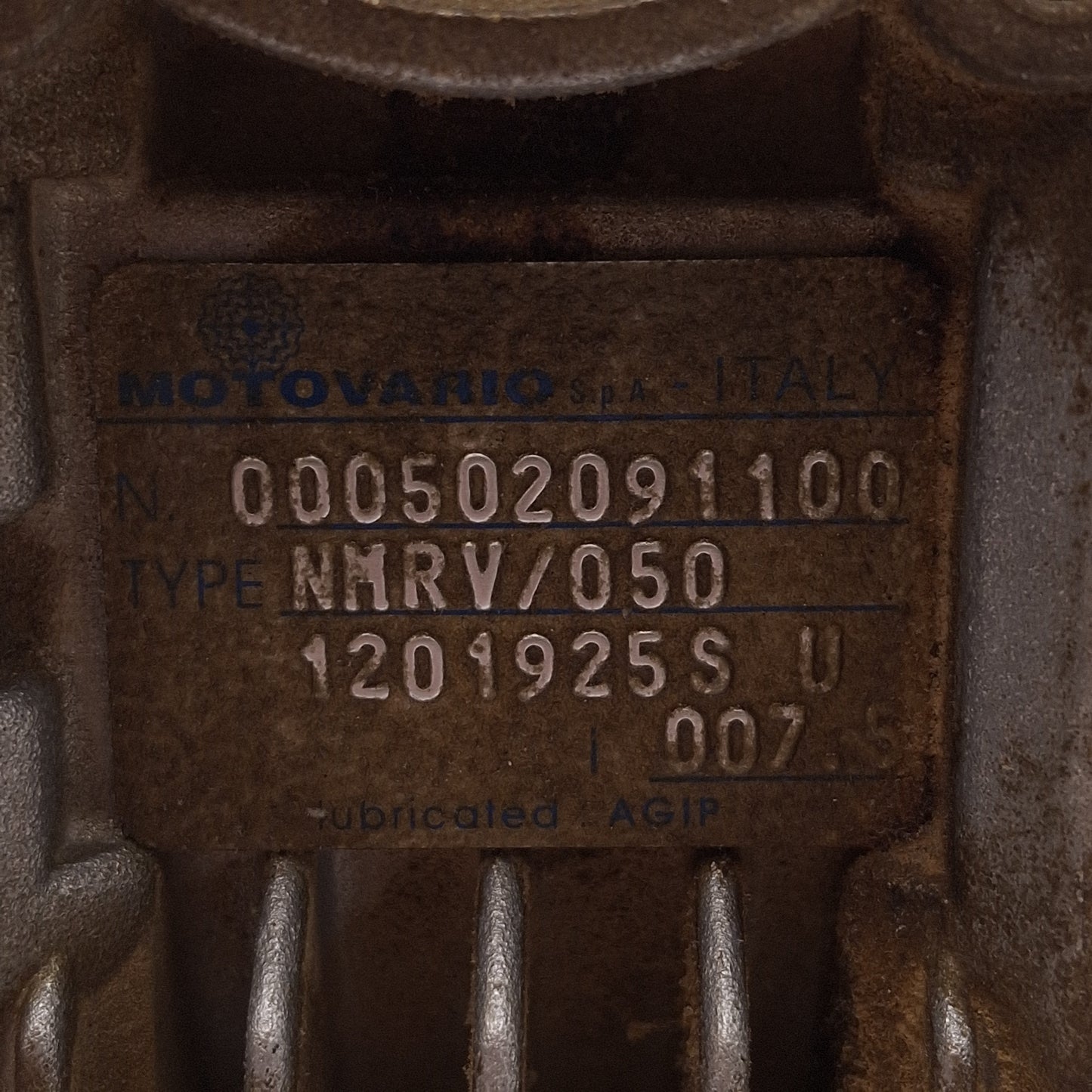 Used AEG AM80ZCA2 + NMRV 050 Gearmotor, 7:1 ø25mm Bore, 3Ø 265∆/460Y 1.7kW/2.3HP