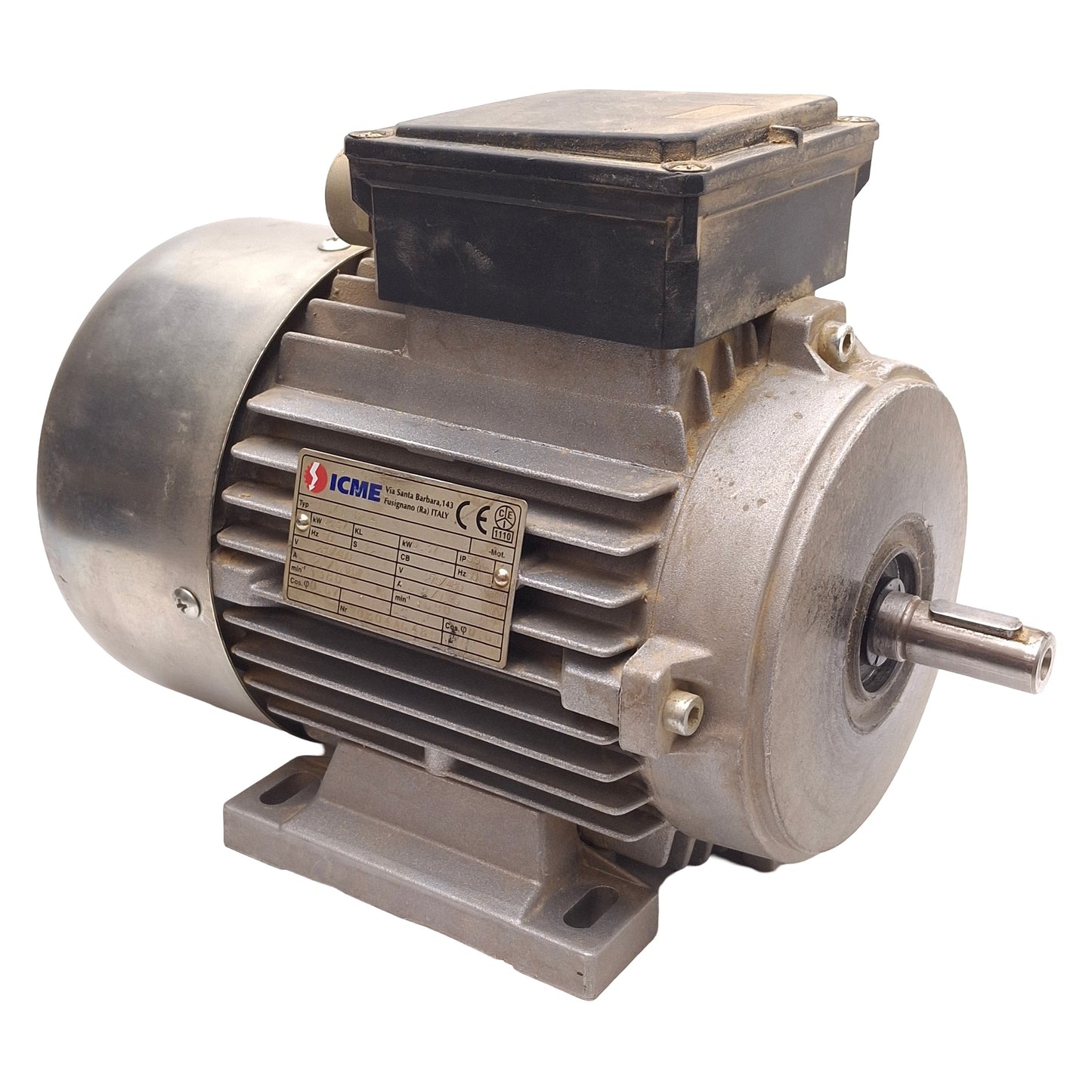 Used ICME T71B4 AC Motor, 275/480VAC 2.0/1.15A 0.37kW, 1690RPM, ø14mm Shaft