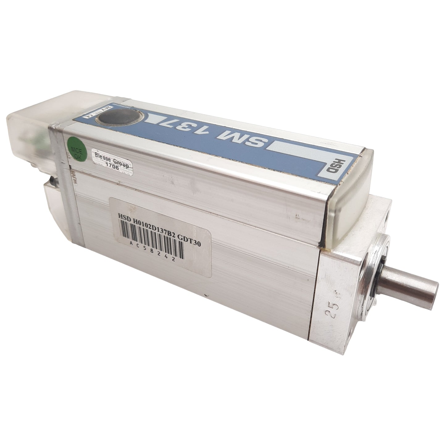 Used HSD H0102D137B2 SM137 Servo Motor 24VDC 100mA 5000rpm, 0.25Nm, ø10mm Shaft, DB9M