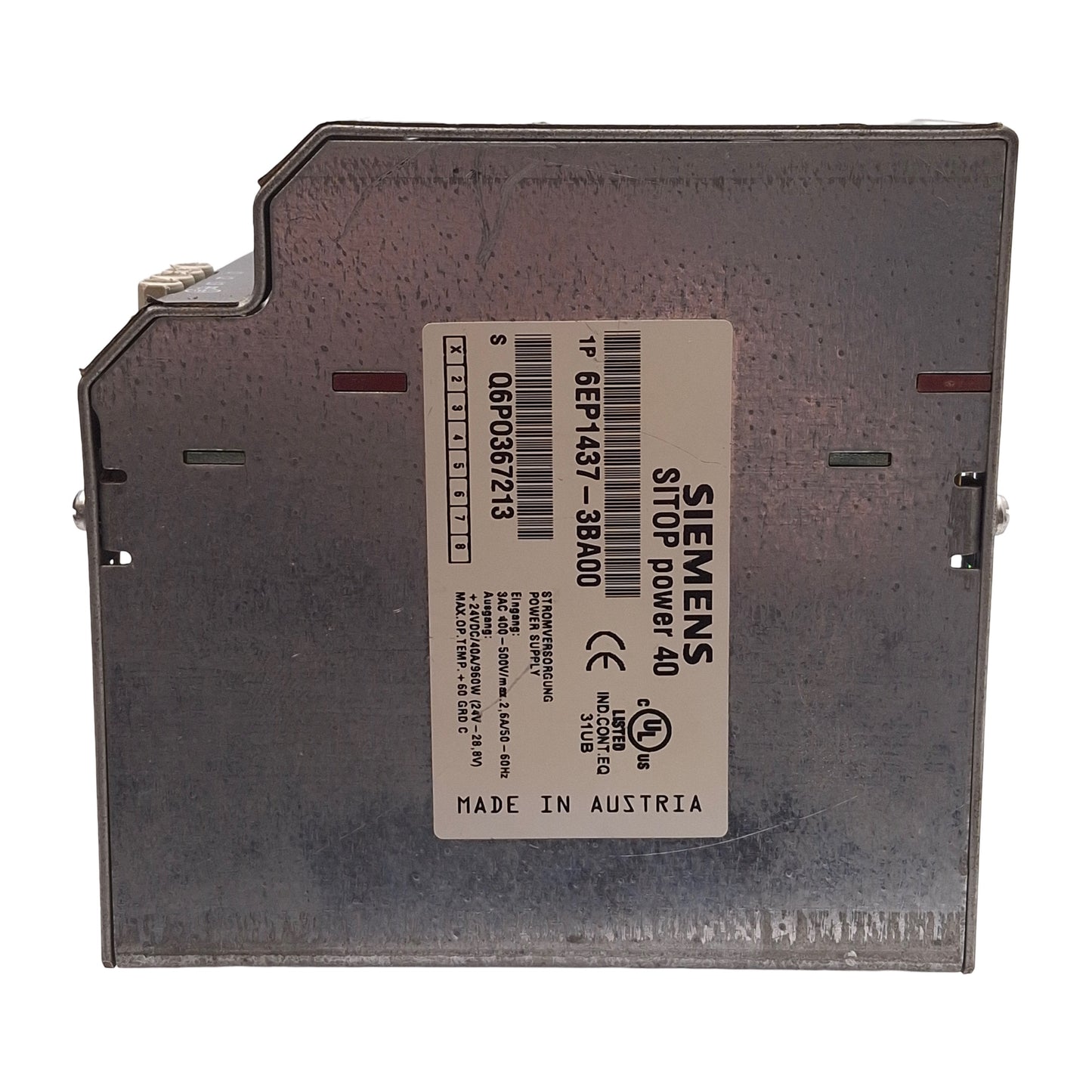 Used Siemens 6EP1437-3BA00 SITOP Power Supply, 400-500VAC Input, 24VDC Output, 960W