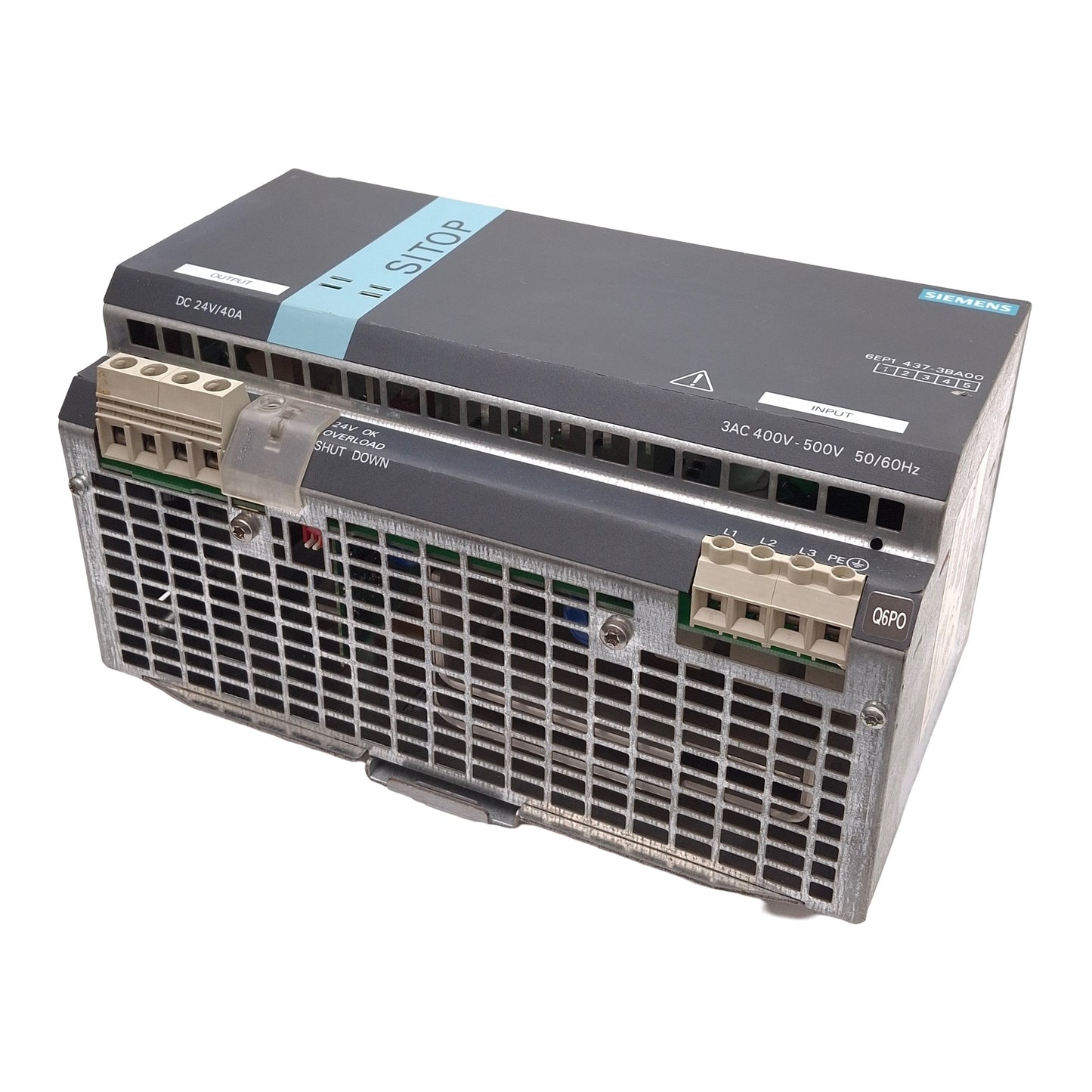 Used Siemens 6EP1437-3BA00 SITOP Power Supply, 400-500VAC Input, 24VDC Output, 960W