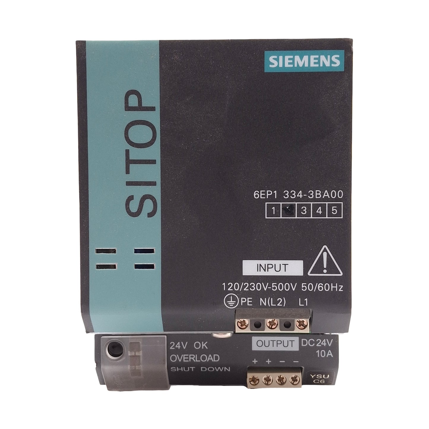Used Siemens 6EP1334-3BA00 SITOP Power Supply 120/230-500VAC Input, 24VDC Output 240W