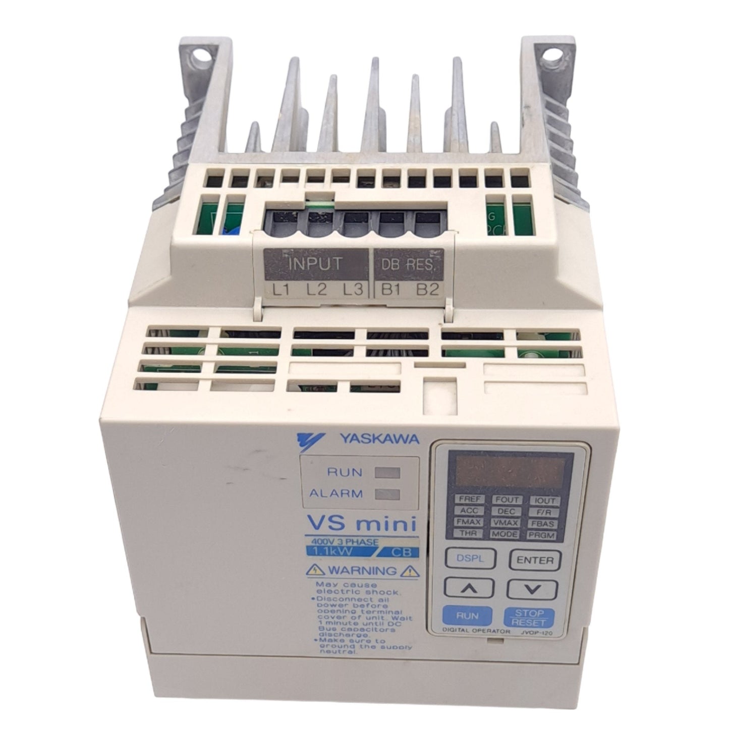 Used Yaskawa CIMR-XCBC40P7 VS Mini Inverter, 3-Phase, 400VAC In, 0-460VAC 3.4A Out