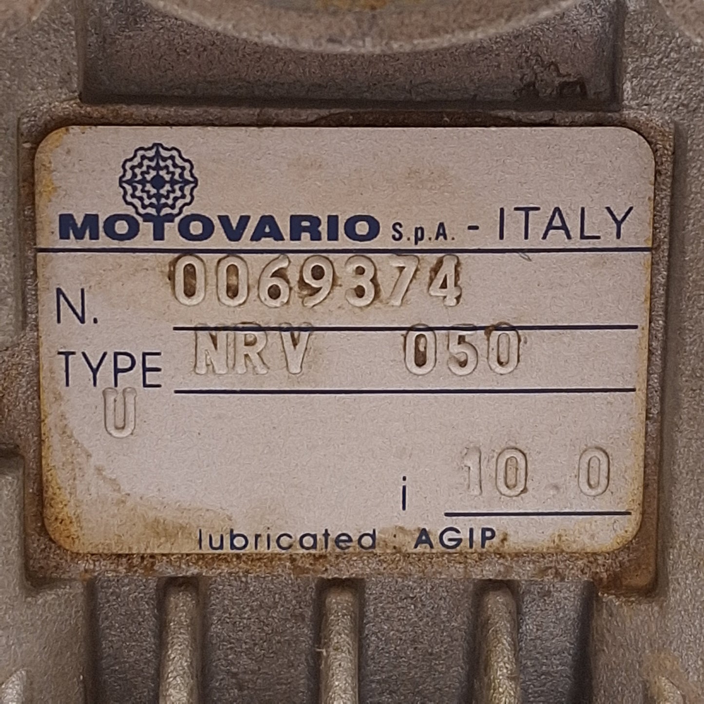 Used Motovario NRV050 Right Angle Worm Gear Speed Reducer 10:1 ø25mm Bore ø14mm Shaft