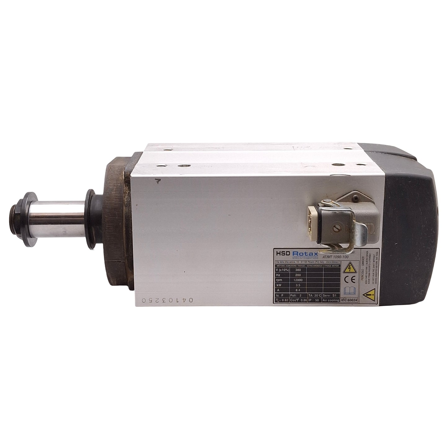 Used HSD AT/MT 1090-100 Rotax Spindle Motor, 3Ø 380VAC 8.4A 200Hz 3.5kW, 12000RPM