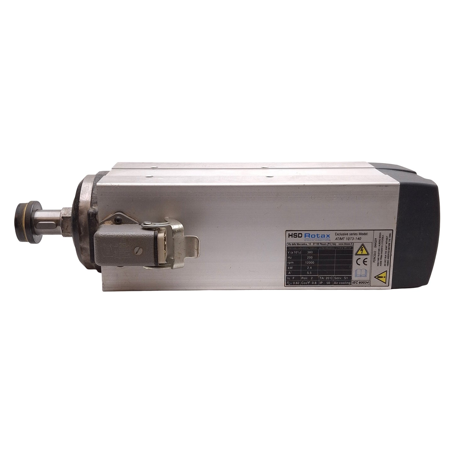 Used HSD AT/MT 1073-140 Rotax Spindle Motor, 3Ø 380VAC 5.5A 200Hz 2.4kW, 12000RPM