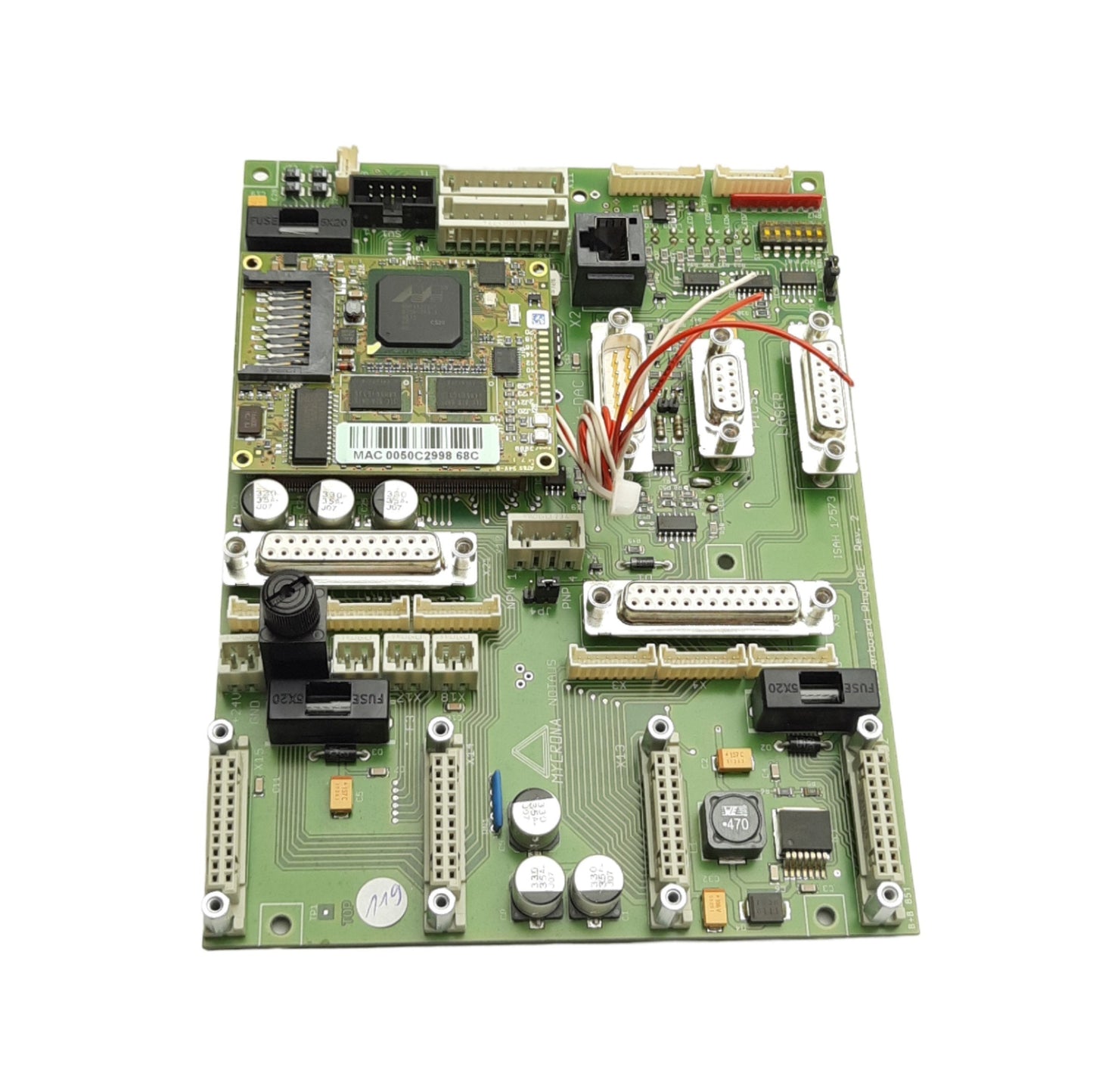 Used Mycrona Notaus ISAH 17573 Rev2 PSteckboard PhyCORE Machine Board
