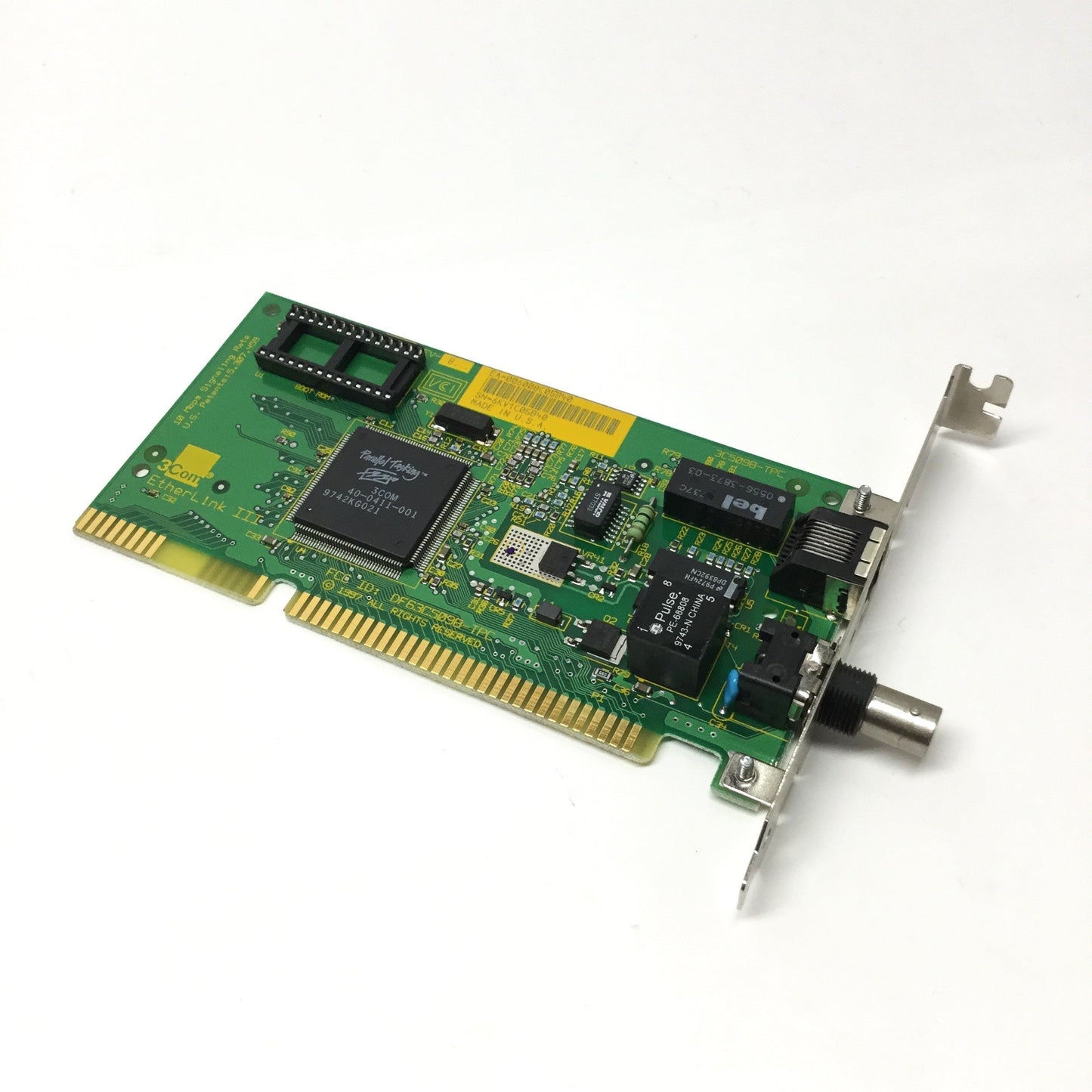 Used 3COM 3C509B-TPC EtherLink III ISA Network Interface Card 10Mbps RJ45, BNC