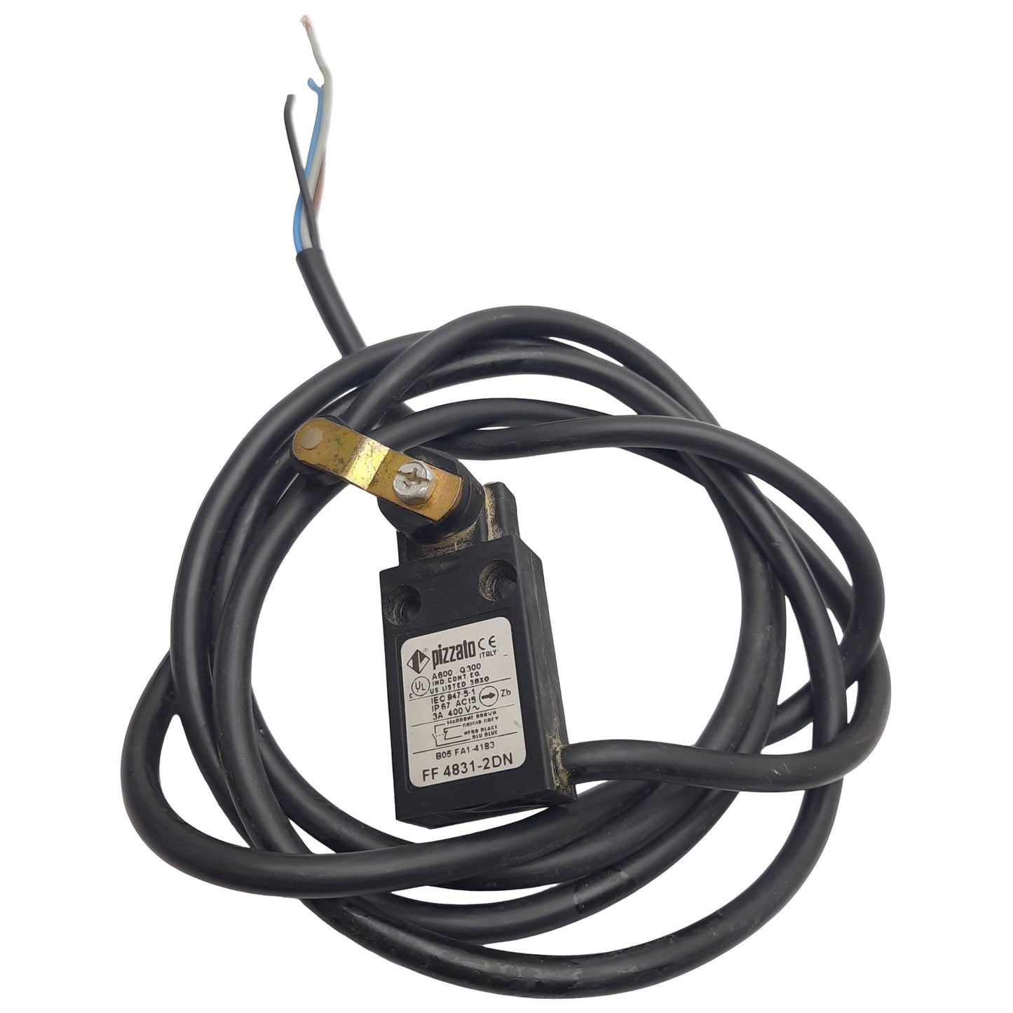 Used Pizzato FF 4831-2DN Roller Lever Limit Switch, 1NO + 1NC, 500VAC/600VDC 10A