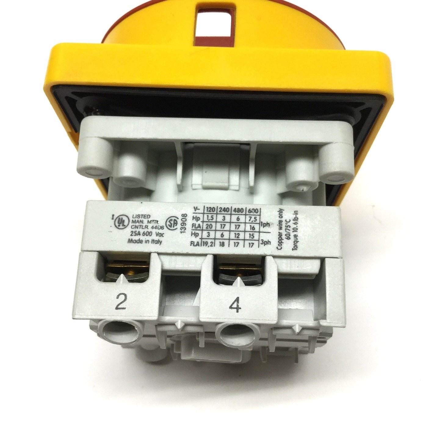 Used Allen Bradley 194L-E25-1752 Power Load ON/OFF 90° Switch, 2-Pole, 600VAC 25A