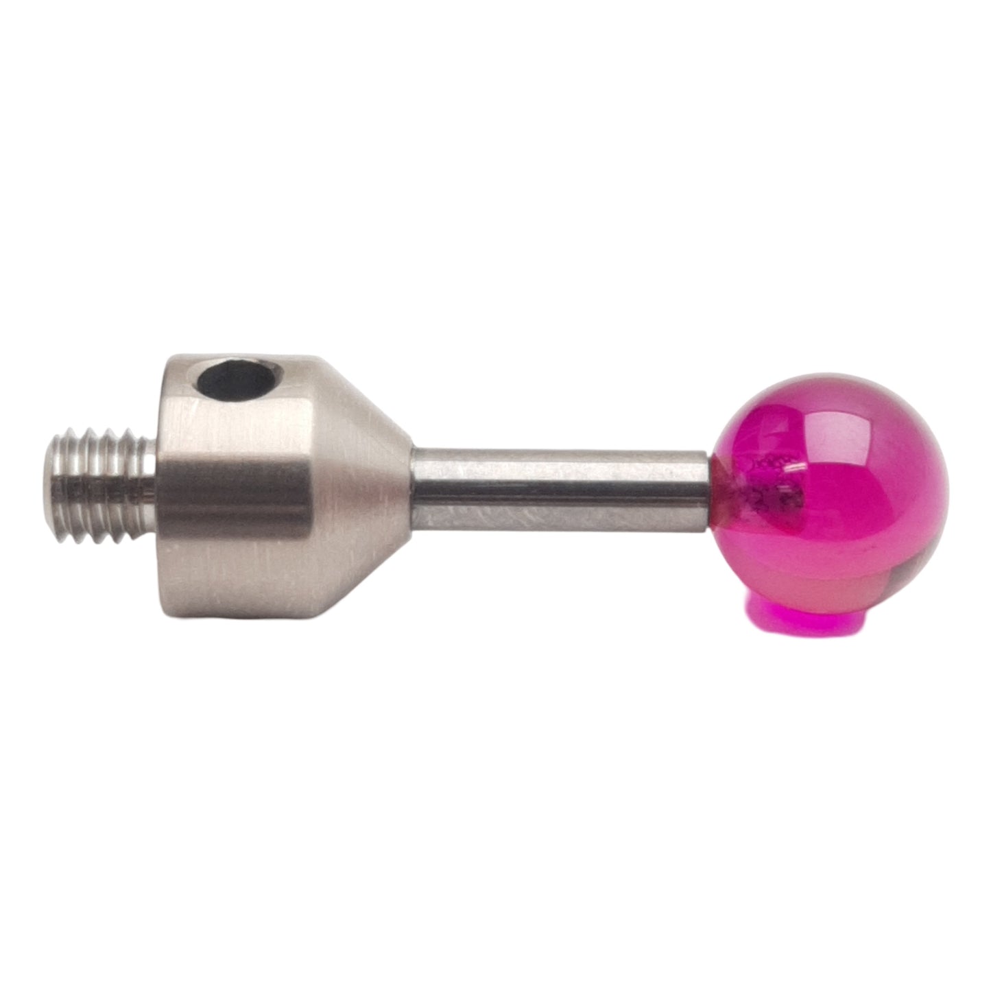 Used Renishaw Ruby Ball Stylus, ø10mm Ball, 12mm EWL, 26mm OAL, M5, Stainless Steel