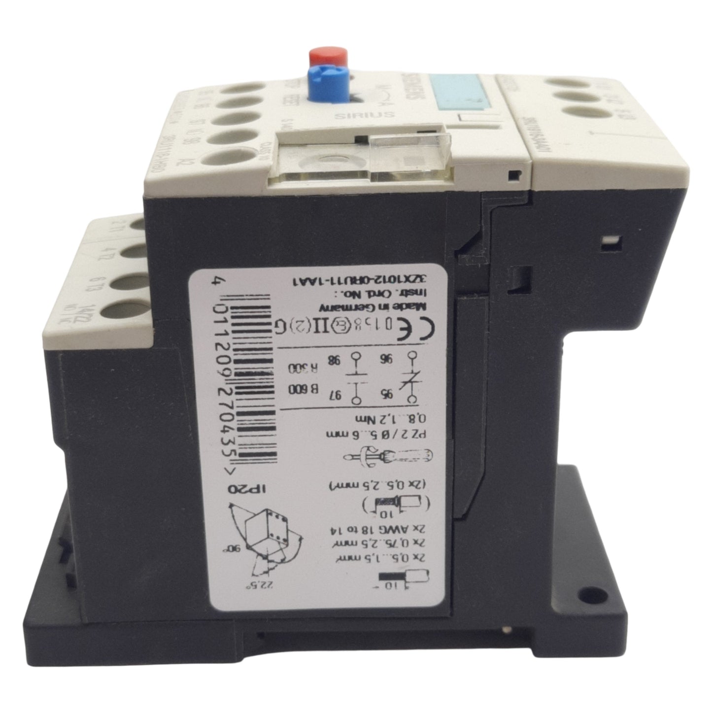 Used Siemens 3RU1116-1HB0 Thermal Overload Relay, 3-Pole, 1NO/1NC, 690VAC 5.5-8A