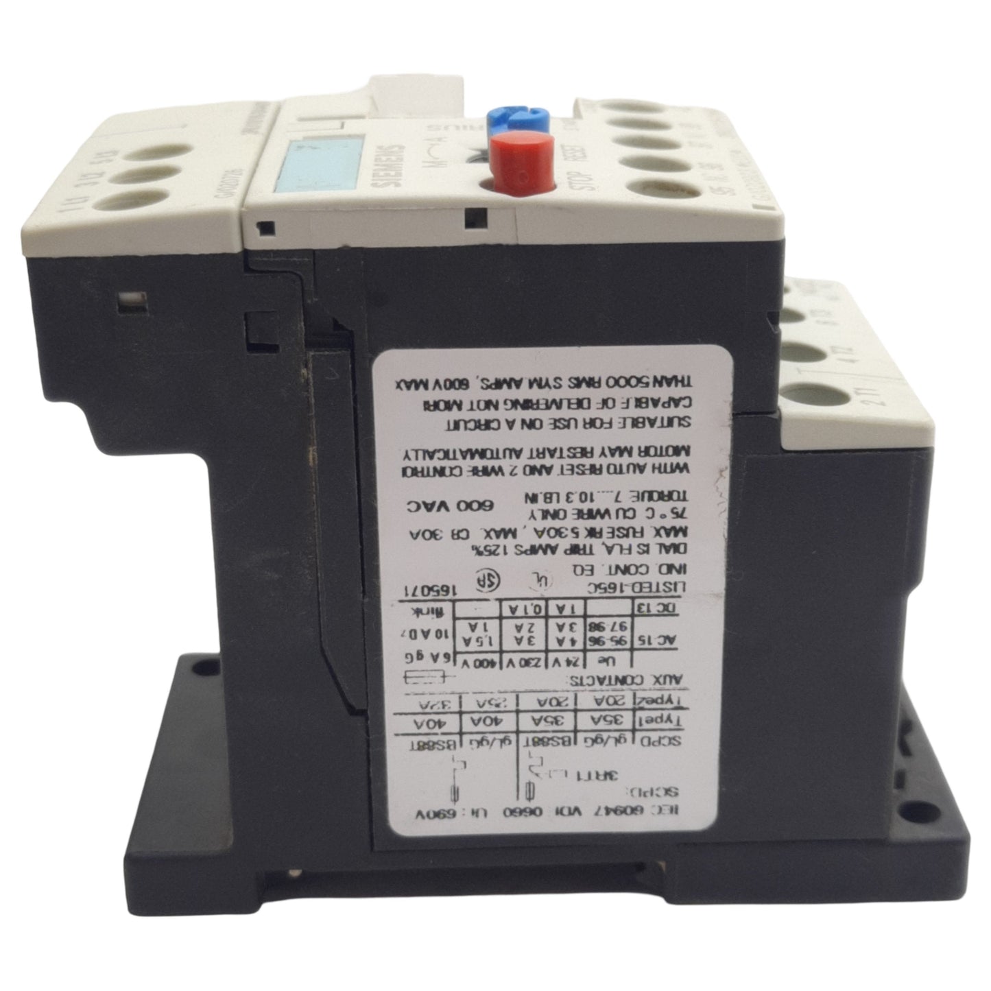 Used Siemens 3RU1116-1HB0 Thermal Overload Relay, 3-Pole, 1NO/1NC, 690VAC 5.5-8A