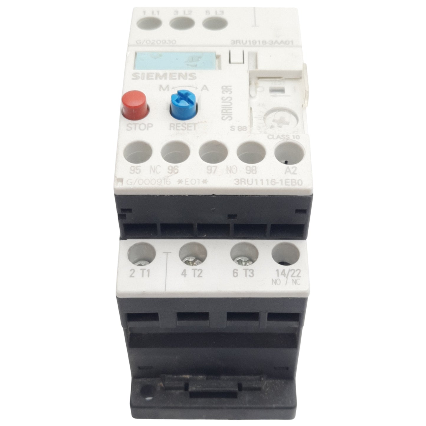 Used Siemens 3RU1116-1EB0 Thermal Overload Relay, 3-Pole, 1NO/1NC, 690VAC 2.8-4A