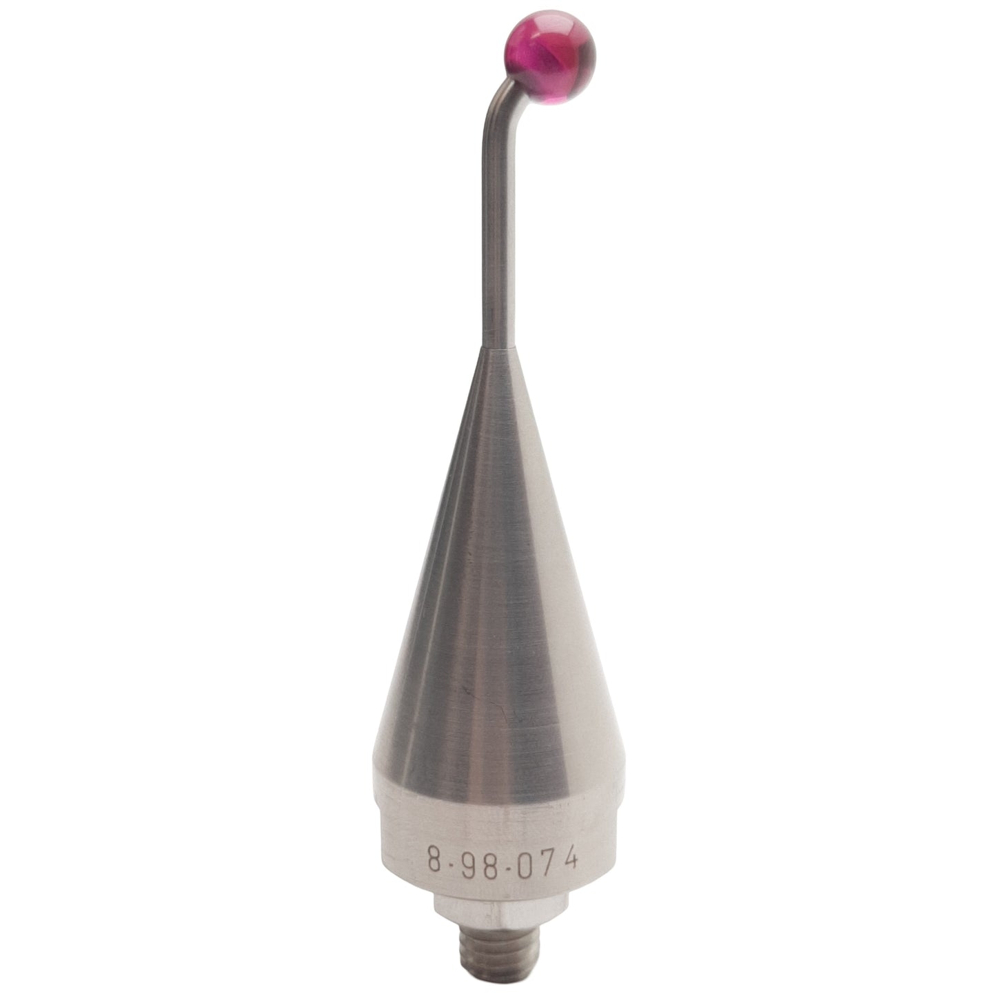 Used Ruby Ball Stylus 8-98-074, 45° Angle, ø8mm Ball, 23mm EWL, 76mm OAL, 5/16in UNC
