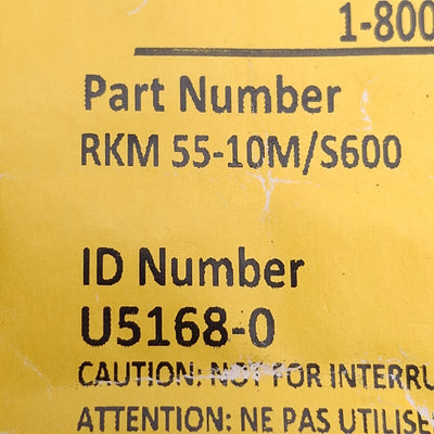 New Turck RKM 55-10M/S600 Cordset, 600V 10A, 7/8" Minifast 5-Pin to Flying Leads 10m