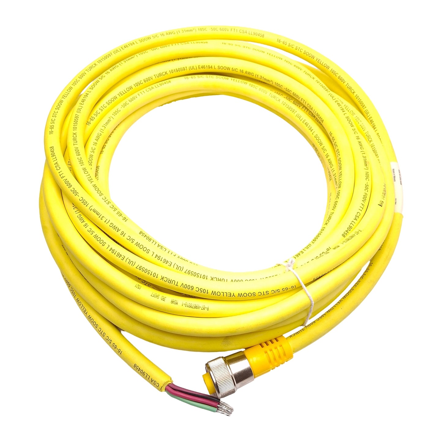 New Turck RKM 55-10M/S600 Cordset, 600V 10A, 7/8" Minifast 5-Pin to Flying Leads 10m