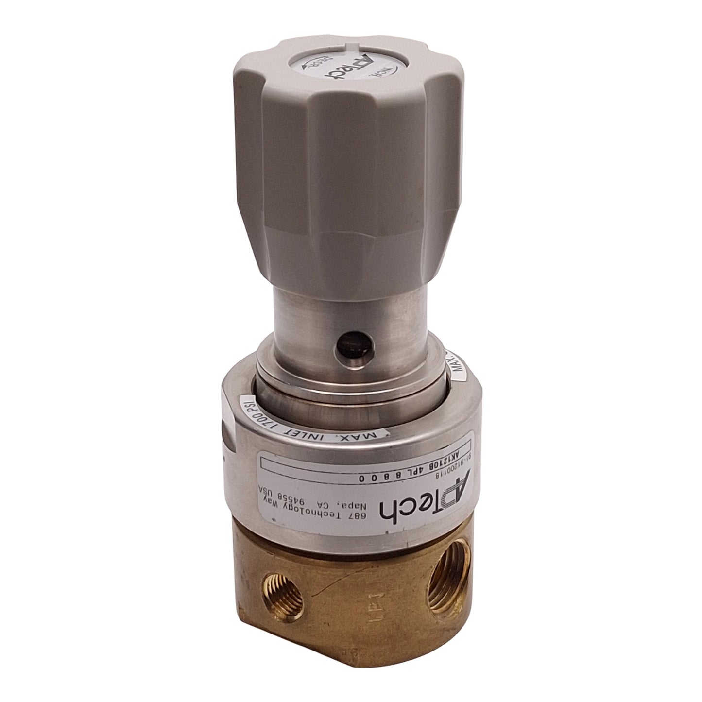Used AP Tech AK1210B 4PL 8 8 0 0 Pressure Regulator 1700PSIG In, 0-100PSIG Set 1/2NPT