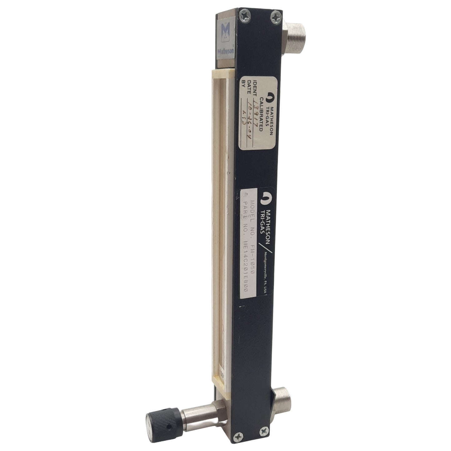 Used Matheson ME14C201E100 Flowmeter, 6-150sccm Air, 1/8in NPT, 150mm Scale, 250psig
