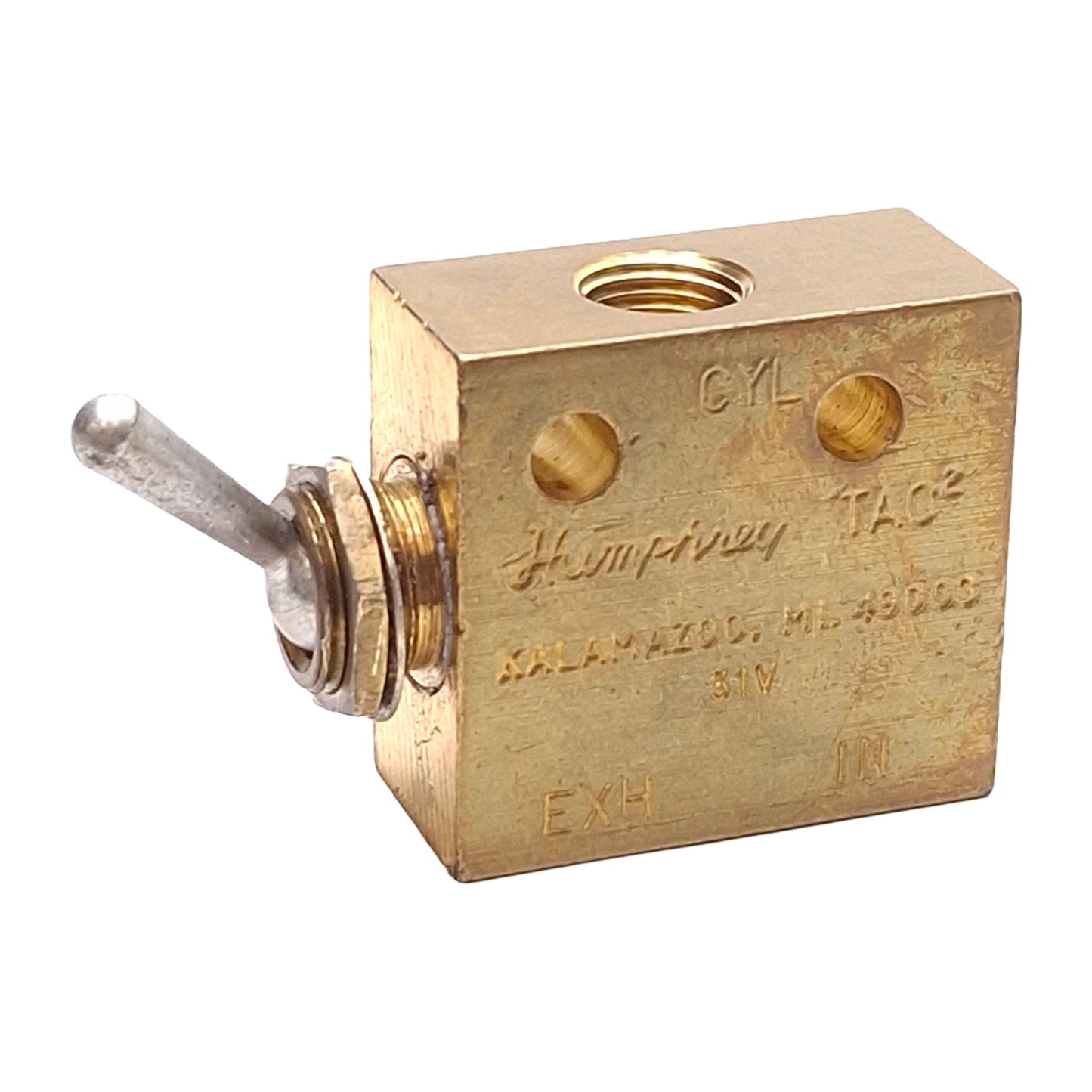 Used Humphrey 31V Tac2 Detented Toggle Valve, 3-Port 2-Way, 0-125PSIG, 1/8in NPT