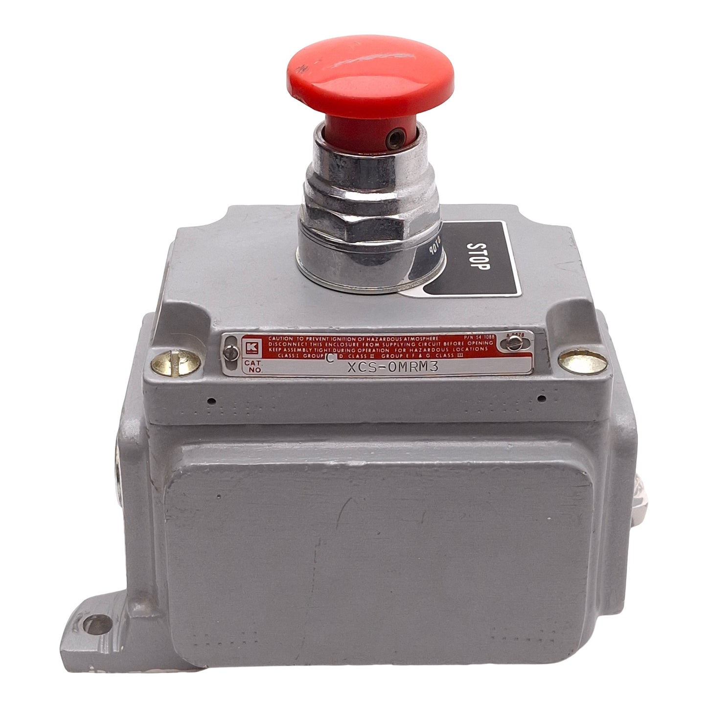 Used Killark XCS-0MRM3 Hazardous Location Push/Pull Stop Button Enclosure, 600VAC 10A