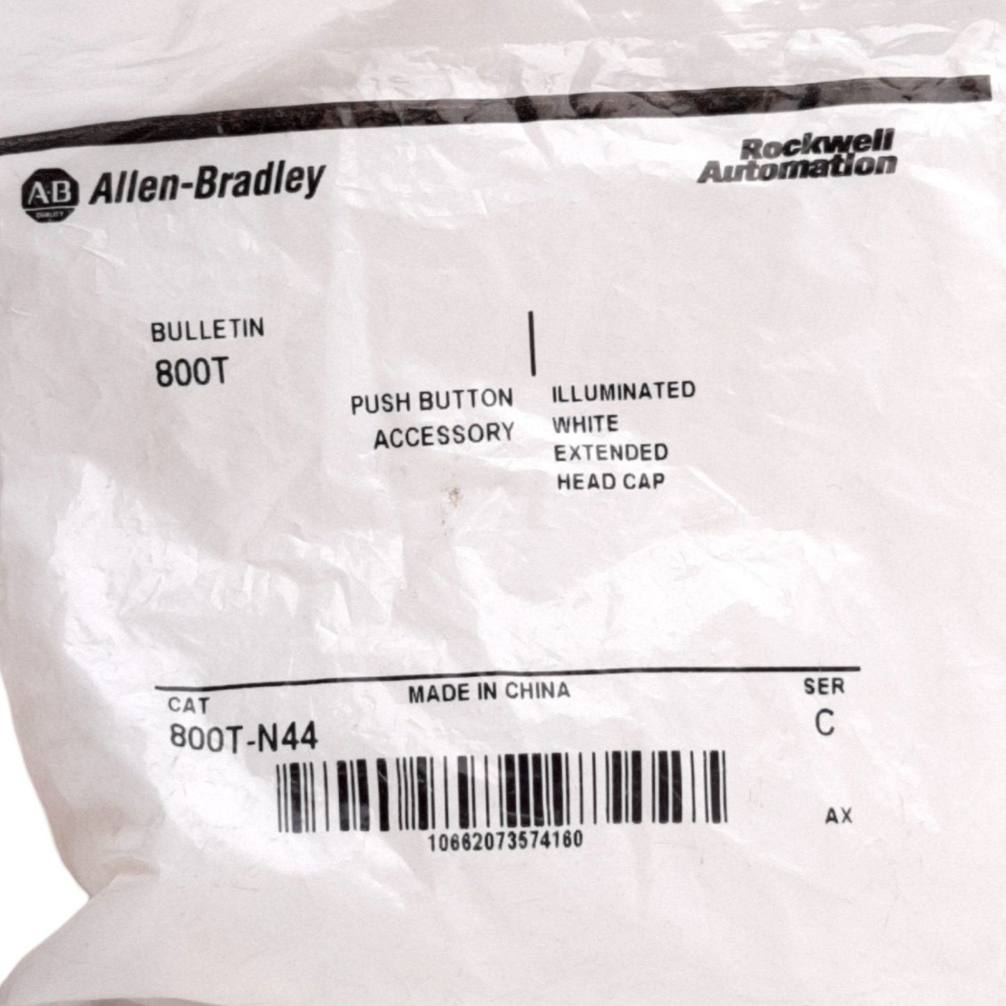 New Lot of 5 Allen-Bradley 800T-N44 White Pilot Light Pushbutton Cap, 30mm