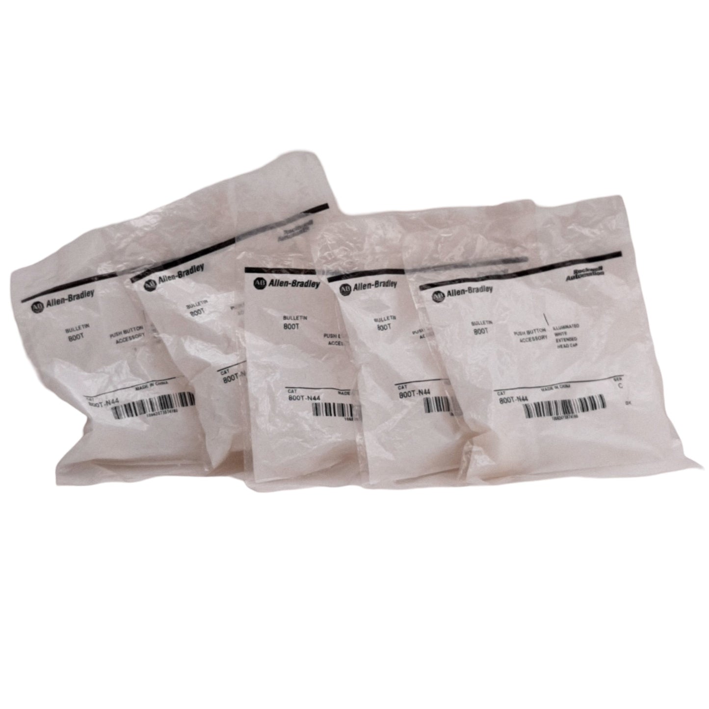 New Lot of 5 Allen-Bradley 800T-N44 White Pilot Light Pushbutton Cap, 30mm