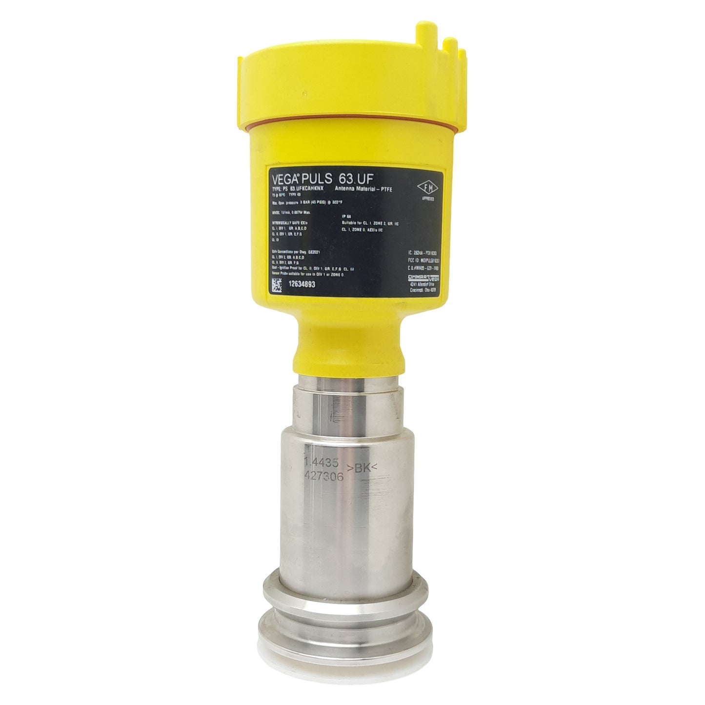Used Vega PS 63.UFKCAHKNK Liquid Radar Sensor, 3bar Max, 9.6-36VDC 131mA, 35m Range