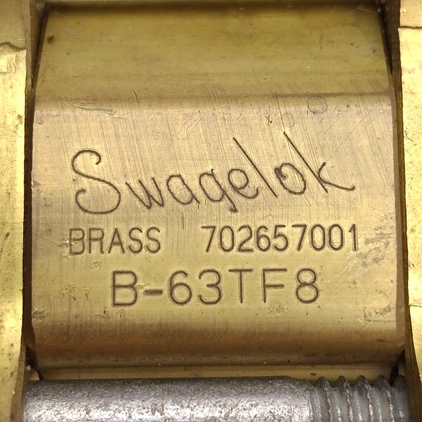 Used Swagelok B-63TF8 Brass 60 Series 3-Piece Ball Valve, 2-Way, 1500PSI, 1/2in NPT