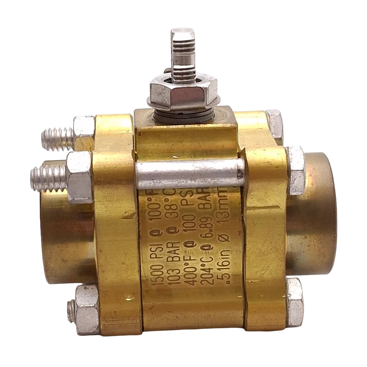 Used Swagelok B-63TF8 Brass 60 Series 3-Piece Ball Valve, 2-Way, 1500PSI, 1/2in NPT