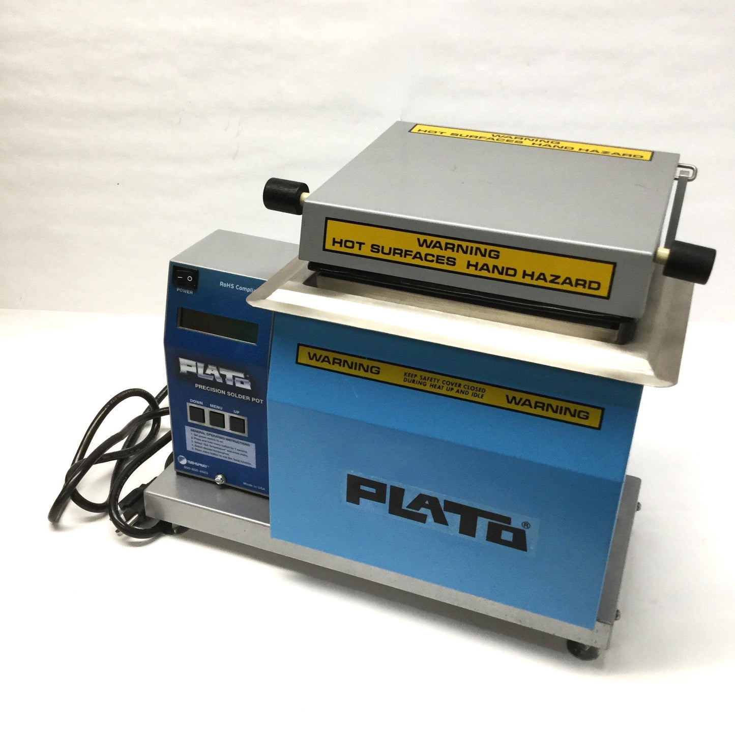Used Techspray SP-600TP Plato Solder Pot 1000W 750°F, 32lb Crucible Capacity, 115VAC