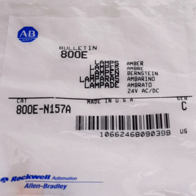 New Allen-Bradley 800E-N157A Replacement Pushbutton Amber LED Light, 24VAC/DC