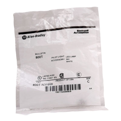 New Allen-Bradley 800T-N319W Replacement Pushbutton White LED Light, 24VAC/DC