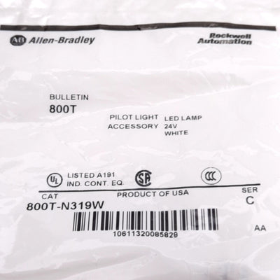 New Allen-Bradley 800T-N319W Replacement Pushbutton White LED Light, 24VAC/DC