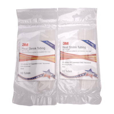 New Lot of 20 3M MFP-1/8-CLEAR Heat Shrink Tubing, 347°F Shrink, ø1/8in ID, 6in Long