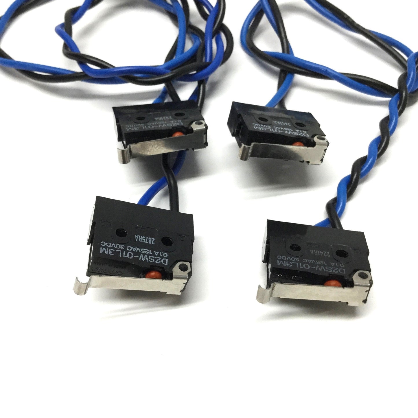 Used Lot of 4 Omron D2SW-01L3M Sealed Limit Switches, Sim Roller Lever, 1NO *NC Cut*