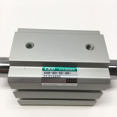 Used CKD SSD-DO-32-30 Double-Rod, Low Speed Air Cylinder 32mm Bore, 30mm Stroke