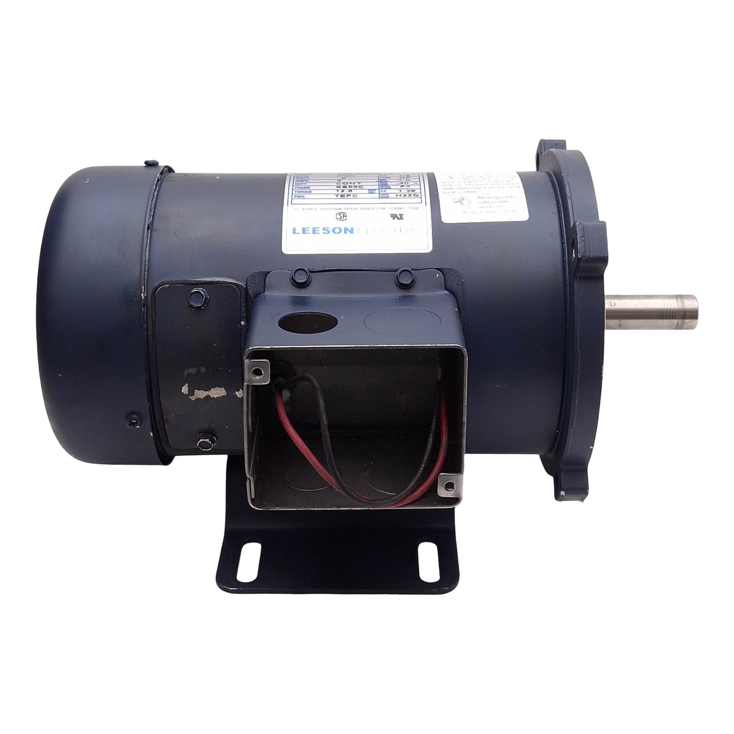 Used Leeson C42D28FK1C DC Motor, 90VDC 5A 1/2HP, 2500RPM, ø5/8in Shaft, SS56C Frame
