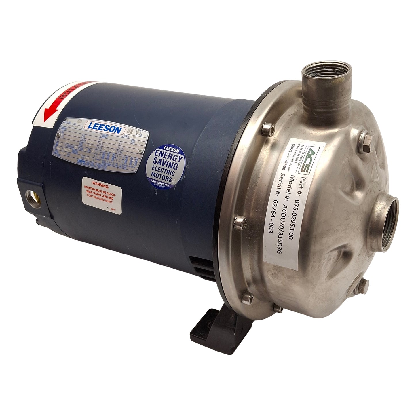 Used Ebara ACDU70/315D3G Centrifugal Pump 3Ø 230/460VAC 1-1/2HP 39GPM 1" & 1-1/4" NPT