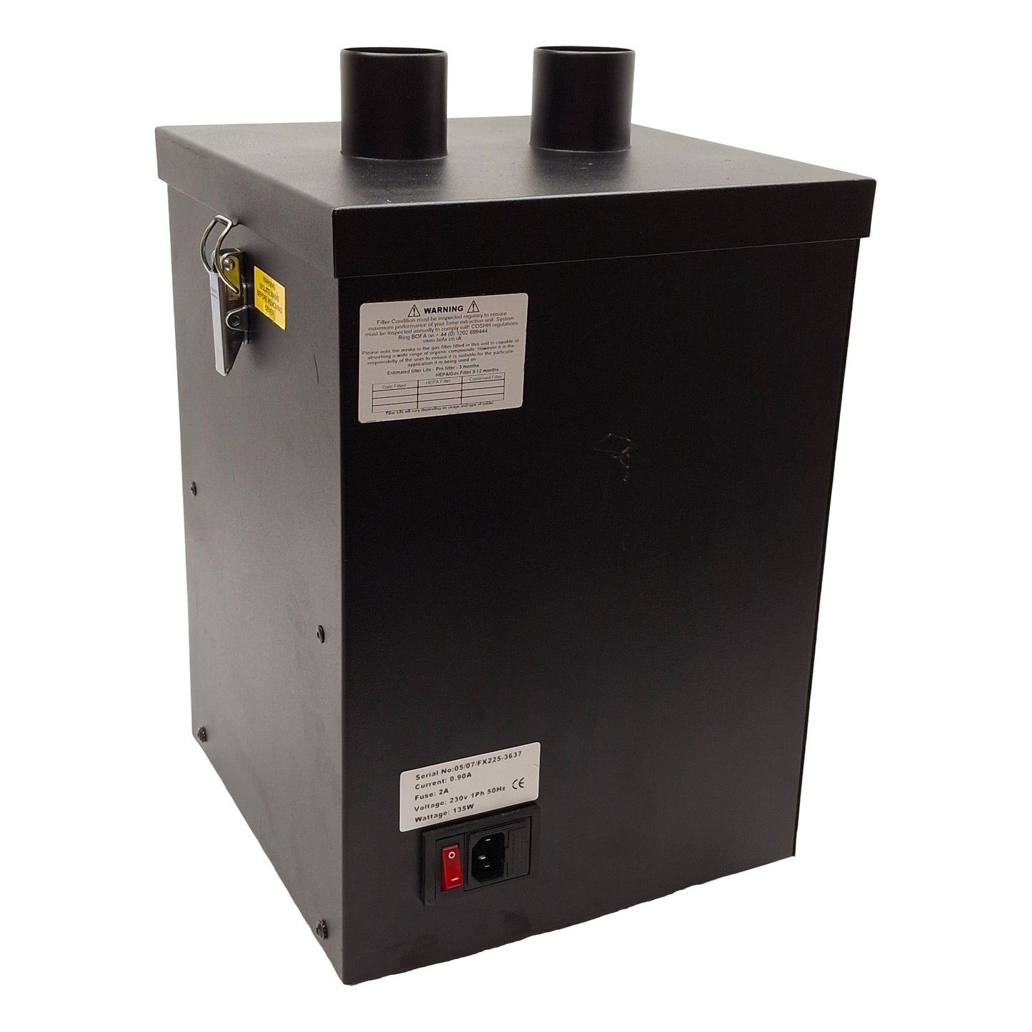 Used EDSYN FX225 Fume Extractor, 0.3µm Filter, 120cfm, ø50mm OD Ports, 230VAC 0.9A