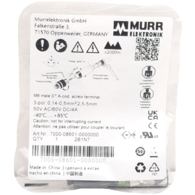 New Murr Elektronik 7000-08601-0000000 Field-Wireable Connector, M8 3-Pin Male