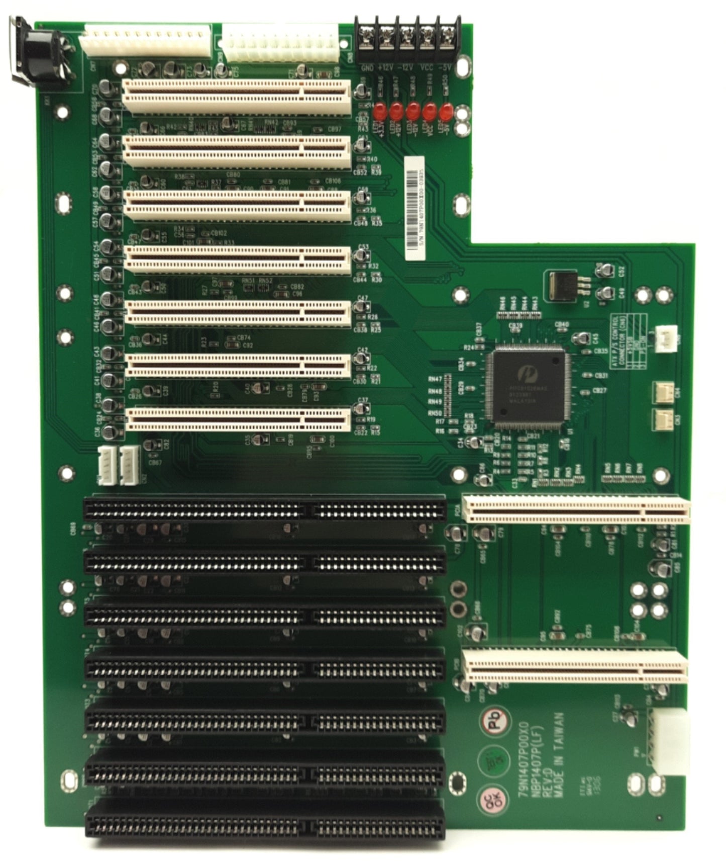 Used NEXCOM NBP1407P Computer Backplane 2x PICMG 1.0 7x PCI 5x ISA 20-Pin ATX/AT