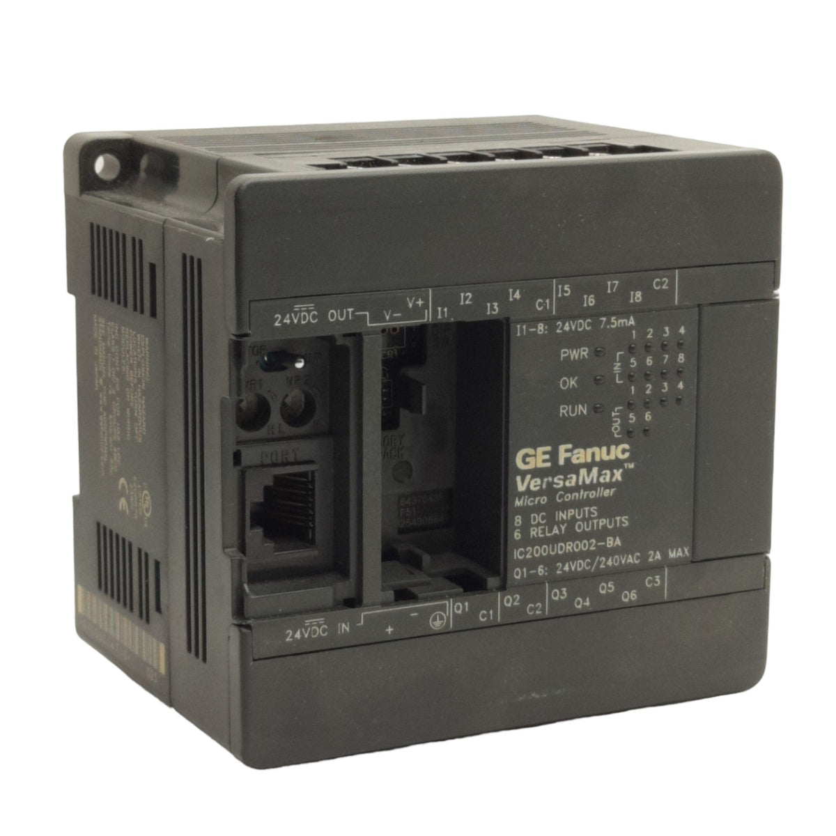 Used GE Fanuc IC200UDR002-8A VersaMax Micro Controller, 8 DC Inputs, 6 Relay Outputs