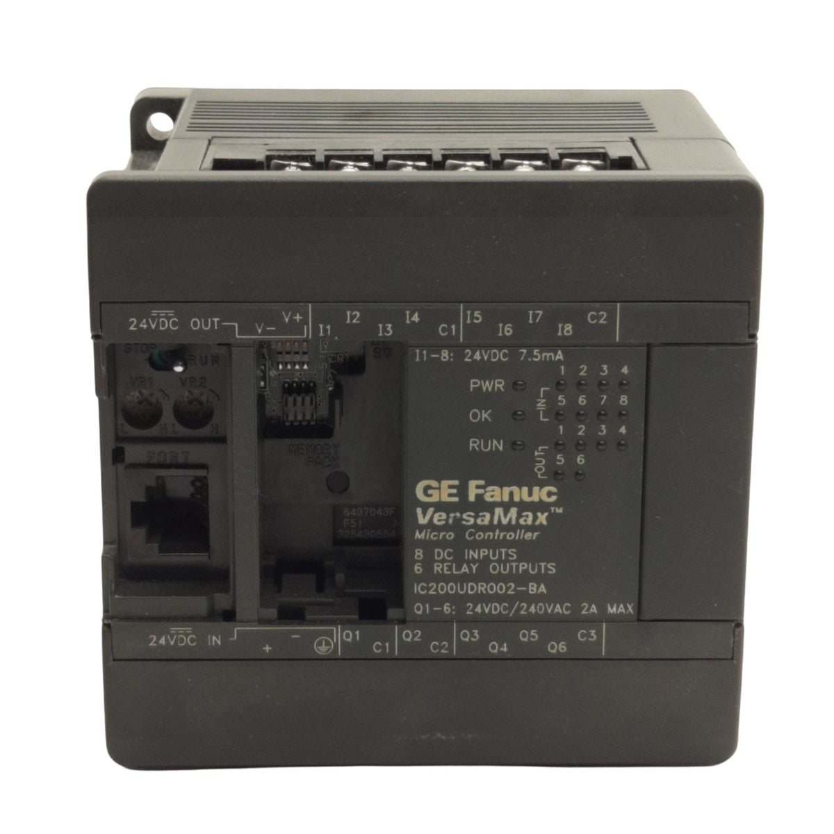 Used GE Fanuc IC200UDR002-8A VersaMax Micro Controller, 8 DC Inputs, 6 Relay Outputs