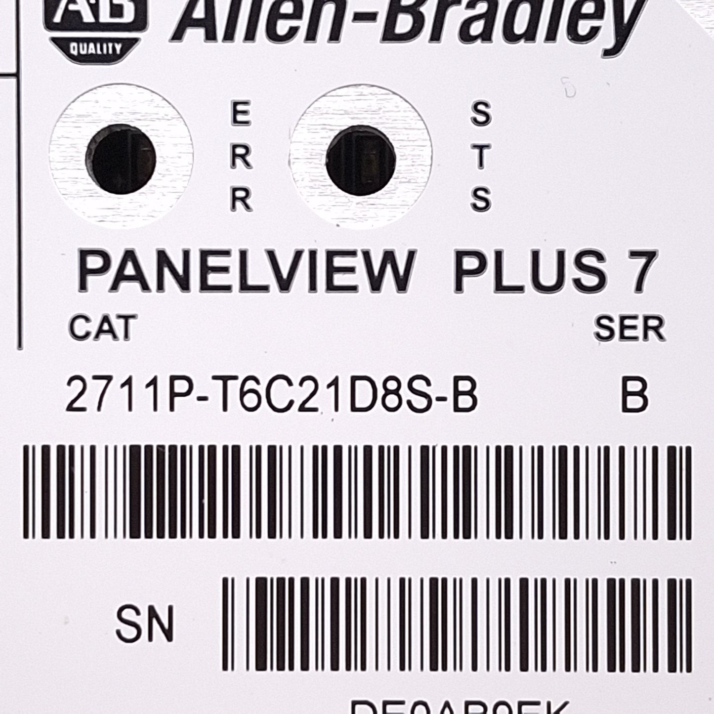 Used Allen Bradley 2711P-T6C21D8S-B Ser. B PanelView Plus 7 HMI Touch Screen 5.7in